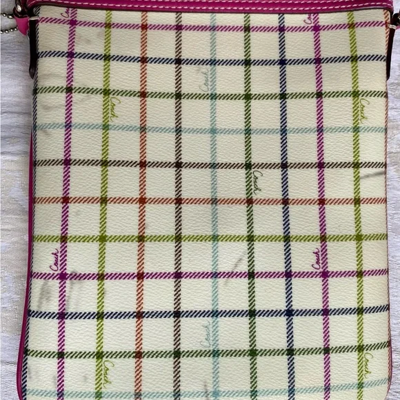 Coach Heritage Tattersall Pink Plaid Crossbody Bag - Picture 13 of 16